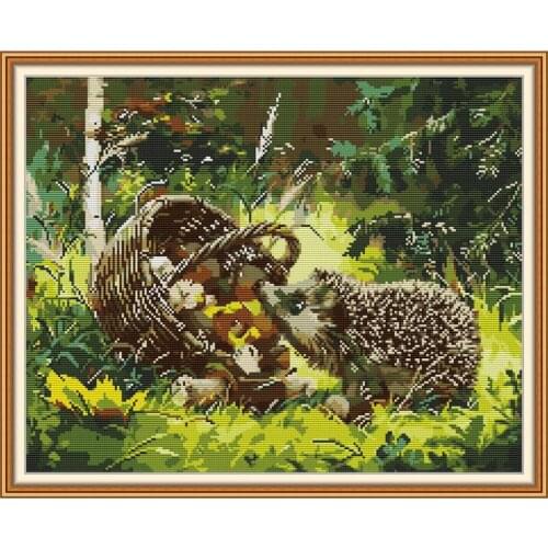 Everlasting Love Cross Stitch Kits Little Hedgehog 2 Ecological Cotton Chinese Holiday Gift 14CT Seed Off Family Home Decoration
