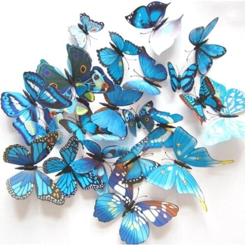 12pcs Wall Stickers Set 3D Butterfly Colorful Creative Wall Stickers on the Wall for Party Decoration Waterproof Material