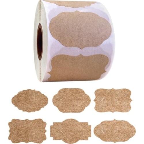 500pcs Multi-shape Adhesive Stickers Brown Labels for Mason Jar Bottles Spice Container Marker Gift Labeling Stickers