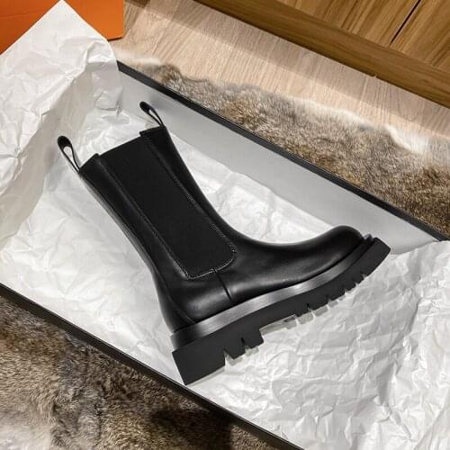 New Luxury Chelsea Boots Women Ankle Boots Chunky Winter Shoes Platform Ankle Boots Slip On Chunky Heel Boot Brand Designerdfv4