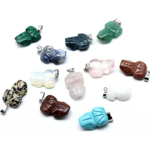 Wholesale 12PCS/lot Natural Stones Frog Pendant Charms Pendulums For Jewelry Necklace MSDaking Free Shipping