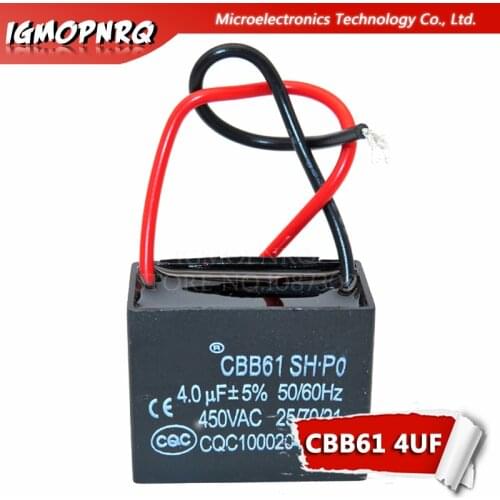 5pcs CBB61 4uf starting capacitance AC Fan Capacitor igmopnrq 450V CBB Motor Run Capacitor