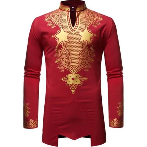 African Print Shirt Men 2020 Autumn New Long Sleeve Slim Fit Dashiki Dress Shirts Men African Clothes Camisa Social Masculina