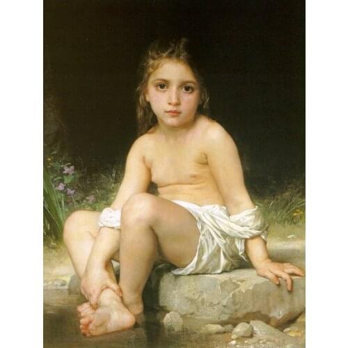 Handmade Oil painting reproduction Child at Bath by William Bouguereau