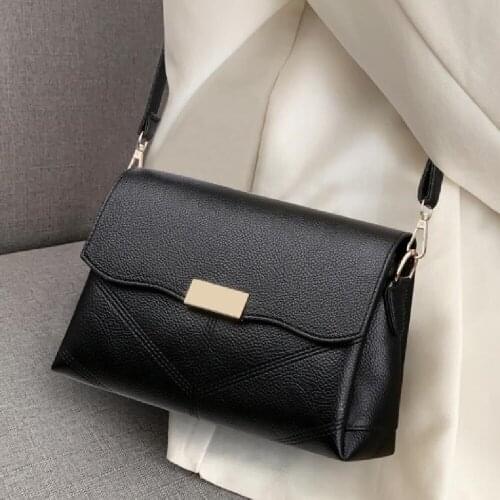 Womens bag New fashion large capacity one-shoulder cross-body bag simple bag cover type handbag with everything small black bag