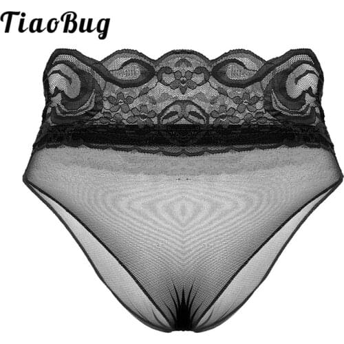 TiaoBug Hot Sexy Women Ultra-Thin See Through Mesh Erotic Lingerie Adult Elastic Low Waist Lace Sheer Panties Briefs Underwear
