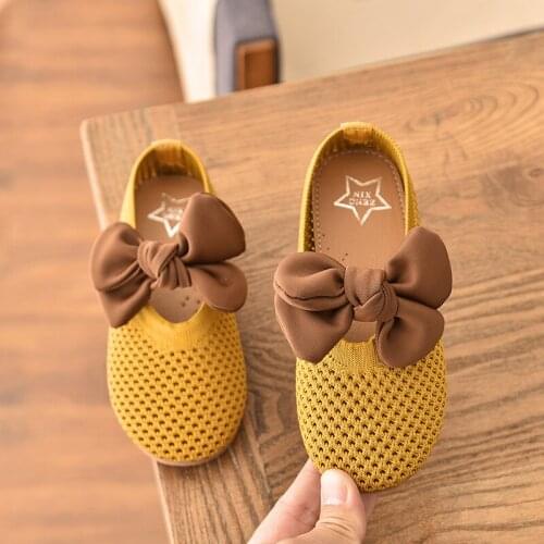 2020 spring kids shoes baby girl girl bowtie princess shoes toddler kids mesh breathable peas shoes girls dance shoes