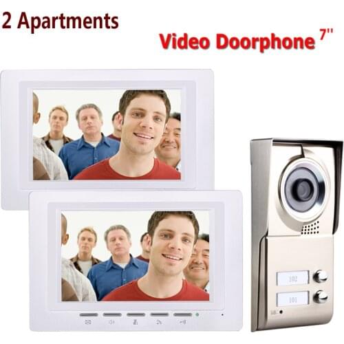 7inch 2 Units Apartments Intercom System Video Intercom Video Door Phone Kit IR-CUT HD 1000TVL Camera Doorbell Camera
