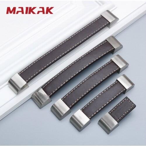 Vintage Leather Handle and Knobs Door Knobs Pull For Furniture Cabinet Chest Drawer Suitcase Handle w/Screws Furniture Hardware