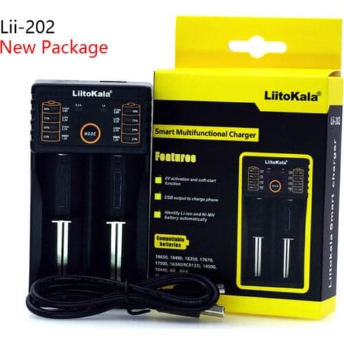 Liitokala Lii-202 18650 26650 16340 14500 Charger 5V 2A Input NiMH Lithium Battery Smart Charger