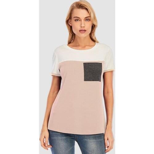 Y2k Tops Plus Size Woman Tshirts Casual Loose Patch Pocket Round Neck Short Sleeve T-shirt Top Plus Fashion Kawaii Clothes