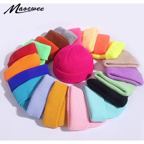 Women Men Knitted Melon Hat Beanie Solid Skullcap Sailor Cap Autumn Winter Outdoor Child And Adult Retro Navy Style Beanies Hats