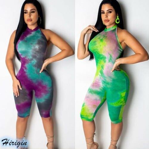Summer Women Sexy Skinny Jumpsuits 2019 New Women Summer Sexy Sleeveless O-Neck Dyeing Skinny Jumpsuits
