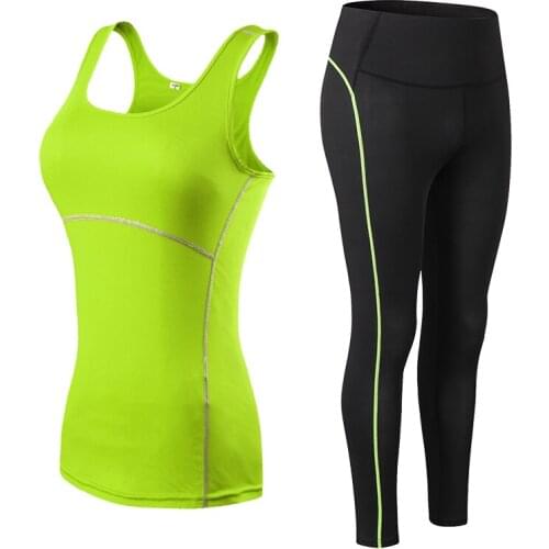 Women Fitness Suit Yoga Sets Gym Sleeveless Vest + Pants Running Tights Workout Sportswear Yoga Leggings yoga suit
