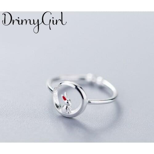 Boho Korean Open Adjustable Moon Rabbit Finger Rings for Women Wedding Ring Jewelry Valentines Day GIFT 2021