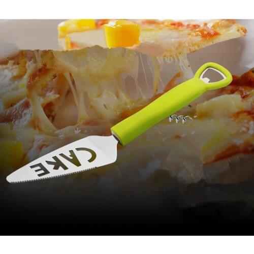 1PC High quality green ABS handle with Stainless Steel cheese knife with wine opener cake tools pizza cheese slicer EKX 172