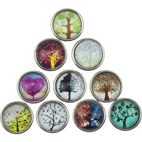 10pcs/lot Newest Snap Jewelry Tree of life Snap Button Press Buttons Charms For 12mm Snap Bracelets for Women