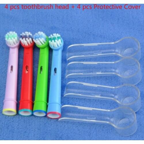 4 pcs Packs Health Care Toothbrushes Replacement for Oral Hygiene B Sensitive EBS-17A Replace Electric Tooth B +Protective Cover