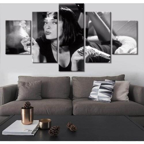 5 Pieces Pulp Fiction Movie Poster Canvas HD Print Painting Wall Art Canvas Painting Modern Home Bedroom Living Room Decoration
