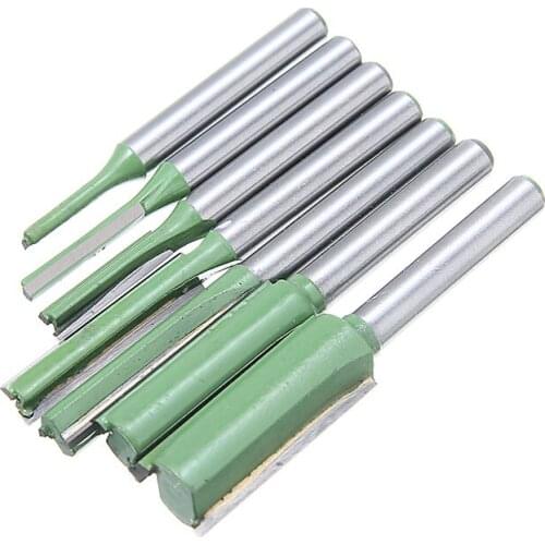 7Pcs Router Bits Hard Alloy Straight Bit Woodworking Tools Router Bit for Wood sTools Accessories