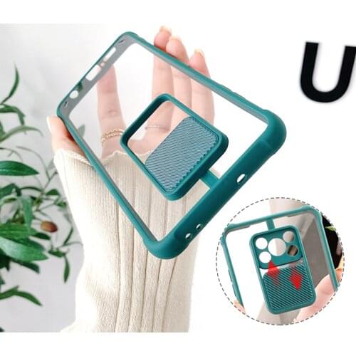 Acrylic Clear Phone Case For Xiaomi Mi Poco X3 Nfc X 3 Pro F3 M3 5g Transparent Sliding Camera Protector Poko X3pro Airbag Cover