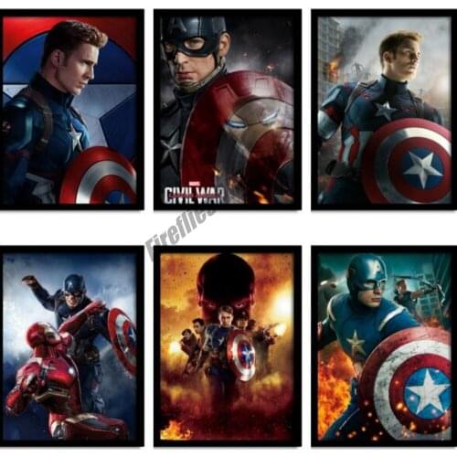 DIY 5D Diamond Painting Full Round Mosaic Marvel Captain America Superhero Diamond Embroidery Picture Rhinestone Home Decor Gift
