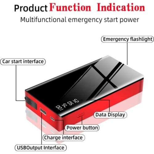 Car Starter 20000mah Auto Emergency Start Power Supply 12v Car Built-in Led Flashlight Indicator Car Battery Charger QW