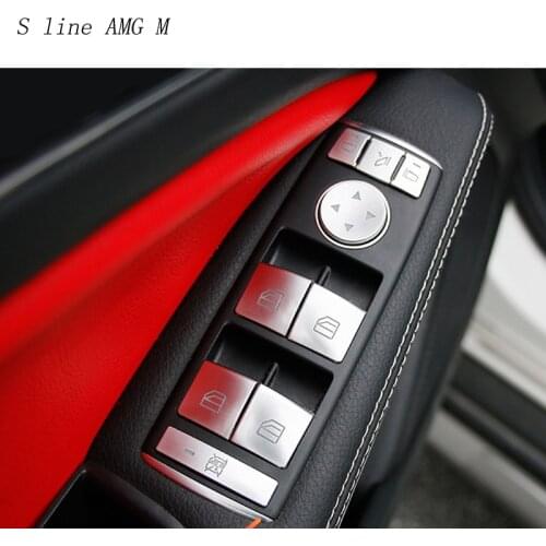 Car Styling For Mercedes Benz C E Class W204 W212 Auto Window Lifter Control Frame Switch Decor Armrest Panel Trim Sticker Cover