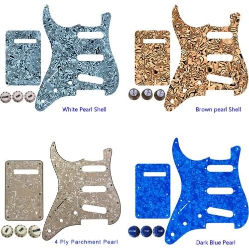 Pleroo Parts - For Left hand US Anti-Pickup Scratch Plate With 11 Srew Hole For SSS Guitar Pickguard & Back Plate & Control Knob