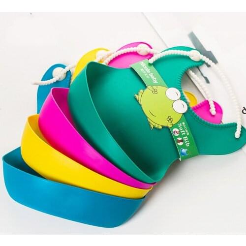 Baby Bibs Waterproof Lunch Bibs Boys Girls Infants Silicone Feeding Baby Saliva Towel Cartoon Soild Aprons Kids Baby Bibs