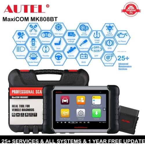 Autel MaxiCOM MK808BT OBD 2 Diagnostic Scan Tool with All System Diagnosis and 21 Services, IMMO, Oil Reset, EPB, BMS, SAS, DPF