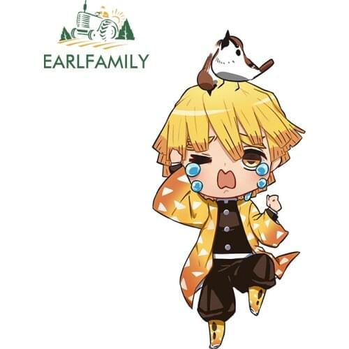 EARLFAMILY 13cm x 6.3cm for Demon Slayer Car Stickers Anime Sunscreen Decals Occlusion Scratch Windows Caravan Decor Car Label