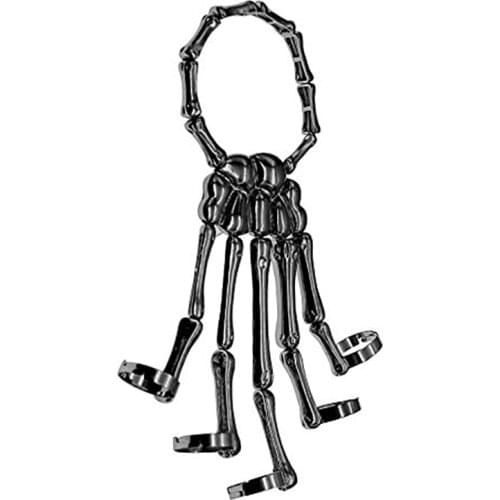 Hapiship Women Fashion 3 Style Halloween Hand Skull Skeleton Elastic Bracelet Bangle + Rings RCH Cool Free Shipping