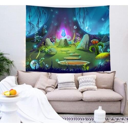 Bohemian style Painted lion tapestry wall carpet background cloth Dream Forest Feathers Artists Home Decoration