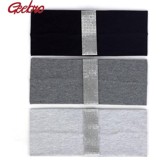 Geebro Fashion Women Cotton Hairband Girls Metal Geometric Female Casual Elastic Flat Headband Hair Accessories Party Head Bands
