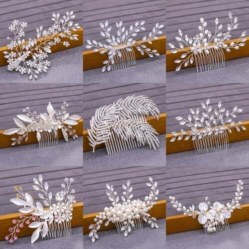 Silver Color Rhinestone Hair Comb Wedding Hair Accessories Bridal Hair Comb Pearl Comb Ornament Womens Accessories Head Jewelry