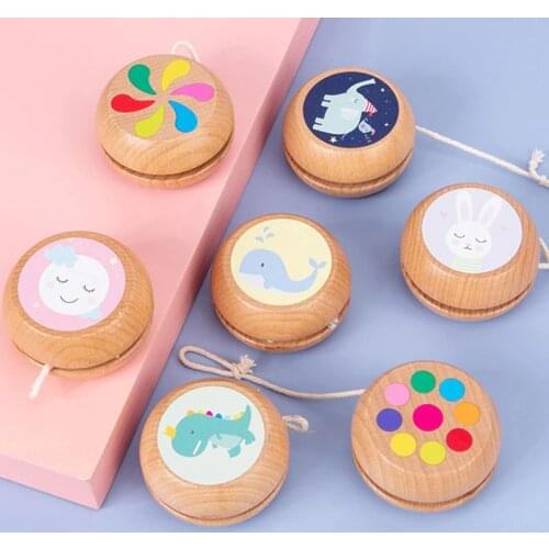 New Attractive Cartoon Printed Wooden Yoyo Yo Yo Professional Fun Funny Gadgets Interesting Toys For Children Kids Gift