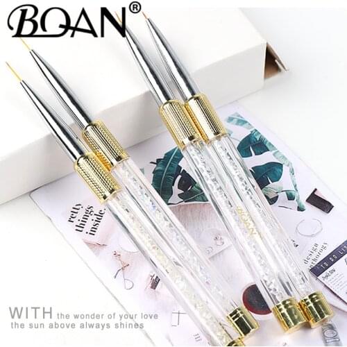 BQAN Gold 5/7/9/11mm Nail Drawing Brush Crystal Handle Liner Brush Painting Pen Gel Polish Crystal Nail Art Manicure Tools
