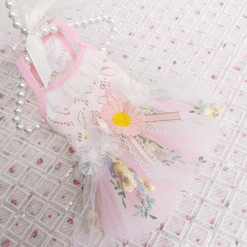 Summer Puppy Dog Lace Tutu Dress Fashion Flower Decor Princess Girl Party Dresses Pet Clothes Dog Outerwear Clothing Chihuahua