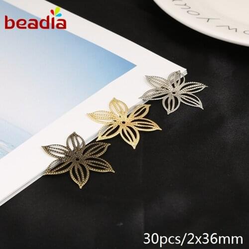Top sale 30pcs/bag 2*36mm Iron Flowers Connectors Metal Crafts Connector For Jewelry Findings Making DIY Accessories
