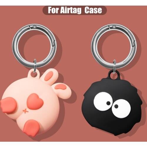 Cute 3D Cartoon Case For Apple Airtag Silicone Cover For iPhone Locator Tracker Pet Anti-Lost Device Keychain Protective Sleeve