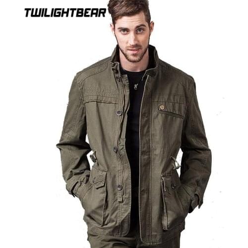 New Military Mens Jacket Designer Fashion Stand Collar Multi-pocket 100% Cotton Plus Size Casual Jacket For Men Coat 4XL CF16619
