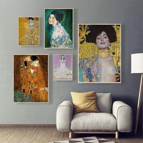Gustav Klimt Wall Art Oil Painting Poster Print Picture Retro Furniture Living Room Bedroom Decorative Wall Painting