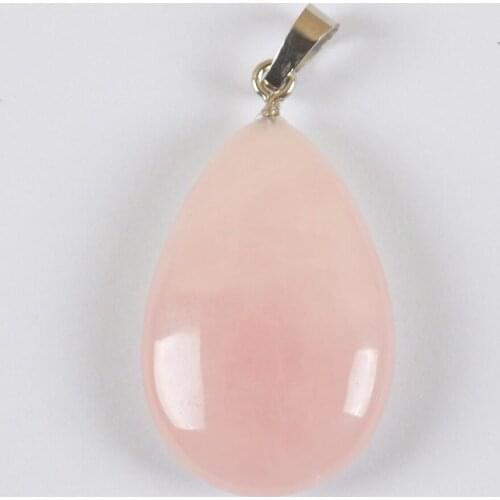 Natural Rose Crystal Stone Bead GEM Pendant Water-drop Fashion Jewelry S3045