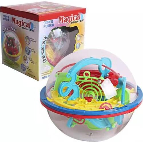 Educational Classic 100 levels 3D Mini Magical Intellect Ball Labyrinth Ball UFO Maze Cube Family Intellectual Toys interactive