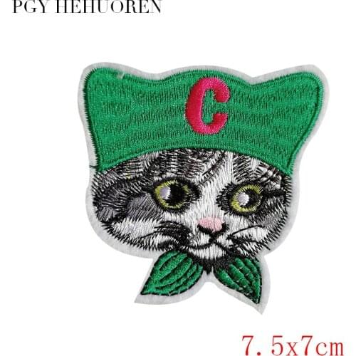 PGY Cartoon Cat & Dog Costume Play Creative Embroidery Patch for Clothing DIY Animal Badge Decoration Ingredients Iron-On Jacket