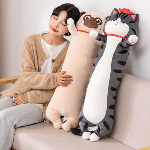 70~110cm Long Animal Toy Hands Up Stuffed Plush Cartoon Figures Shar Pei Emperor Cat Sleeping Companion Children Present
