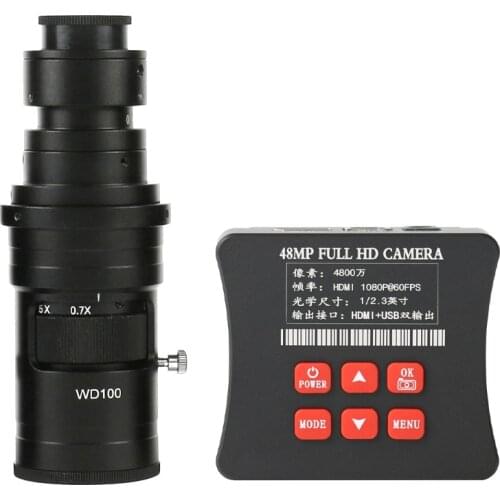 16MP 1080P Full HDMI HD Industrial Video Microscope Camera 60F/S + 4G TF Card + 1X-120X C-mount Lens For High Working Distance