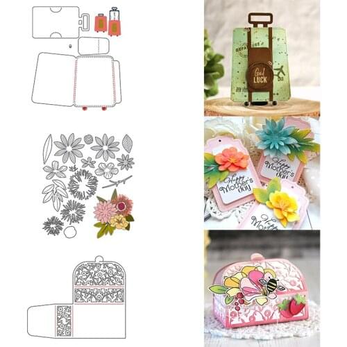 Various Petal Foliage Gift Box Suitcase Combination Metal Cutting Dies DIY Scrapbooking Craft Paper Cards Embossing Dies 2021
