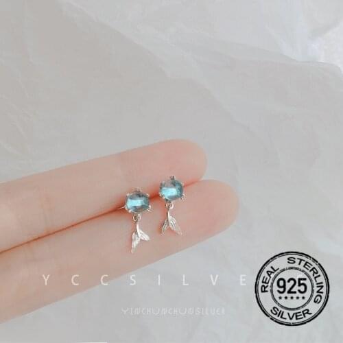 Stud Earrings 925 Sterling Silver For Women Cat Fish Bone Zircon Cute Gold Hot Korean Fashion Student Girlfriend Jewelry INEFFA